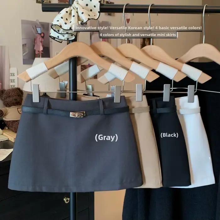 Jupe courte grise style coréen ajustée trapèze pour femme été confortable polyvalente occassions quotidiennes sorties bureau