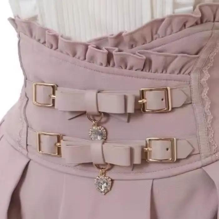 Jupe-short taille haute Sweet Lolita Jirai Kei - Jupe courte à double boucle pour femmes