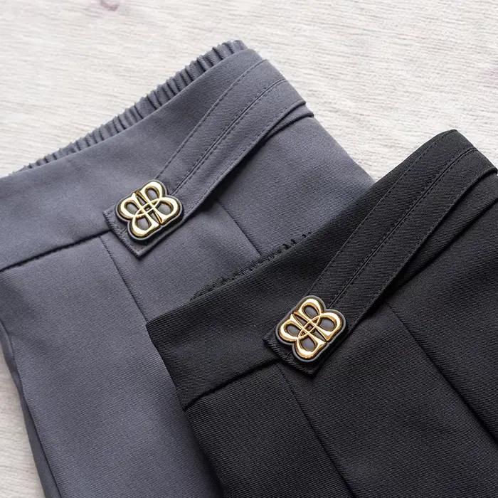 ZUZK femmes solide OL jupes nouveau printemps automne élastique taille haute femme élégante a-ligne mi-longue jupe noire Saia Preta