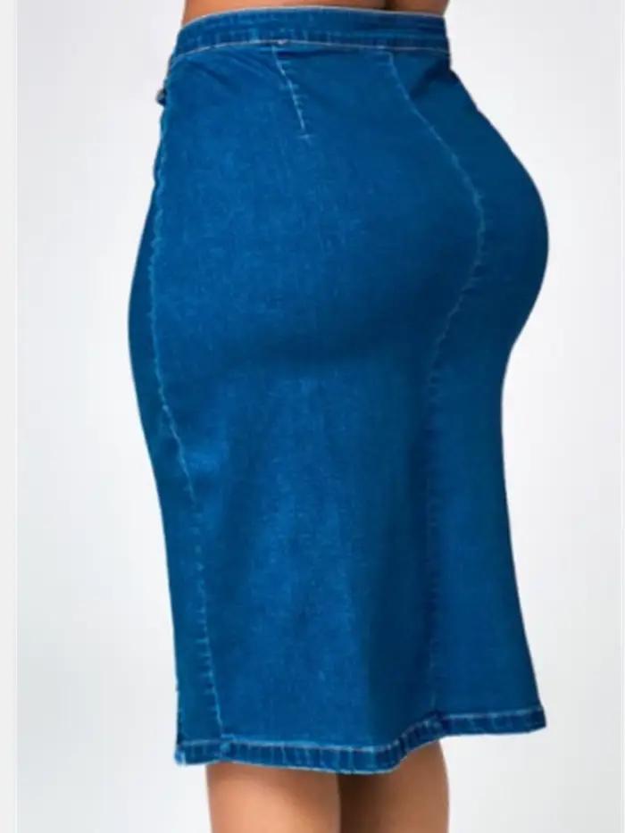 Jupe midi en jean grande taille pour femme