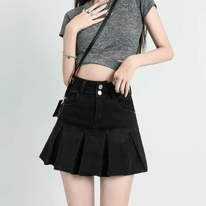 Jupes en jean à volants Gyaru pour femmes