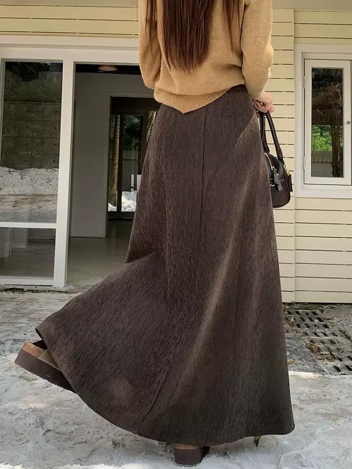 Qiukichon-Jupe sirène longue chic française pour femme