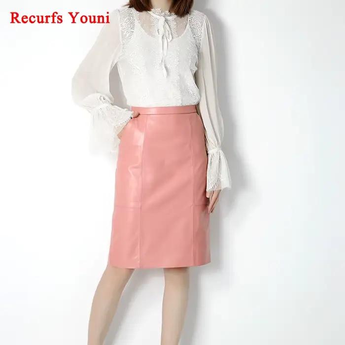 Jupe Longue Midi en Cuir group pour Femme