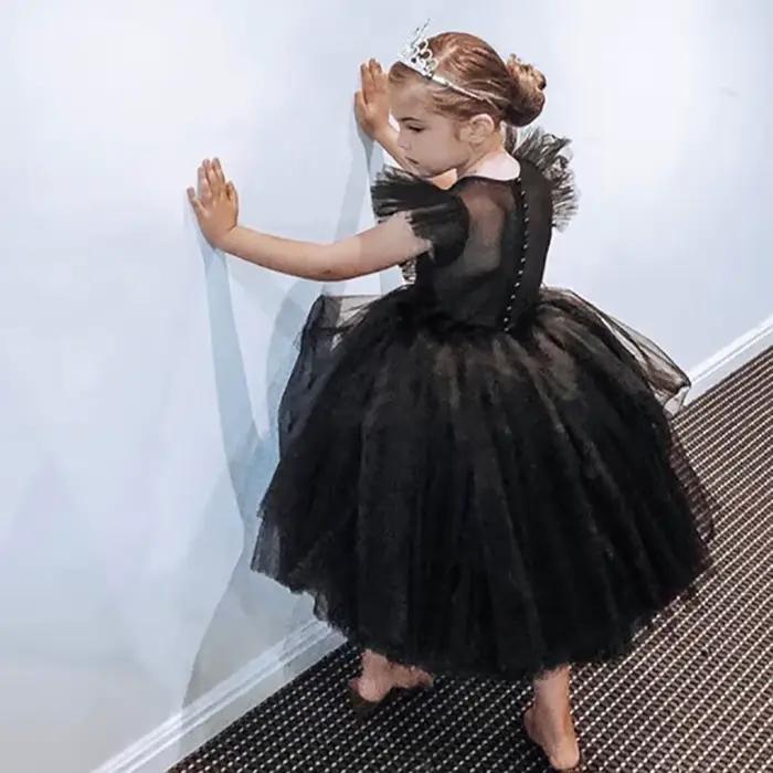 Robe longue en Tulle pour adolescentes, vêtements de fête pour enfants, princesse élégante, robes de cérémonie de mariage en dentelle pour enfants