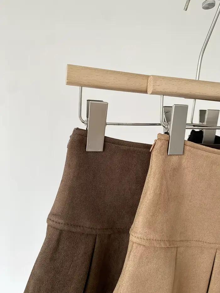 Jupe plissée kaki taille haute pour femme