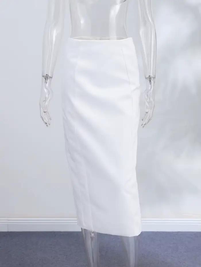 Jupe longue élégante blanche polyvalente pour femme