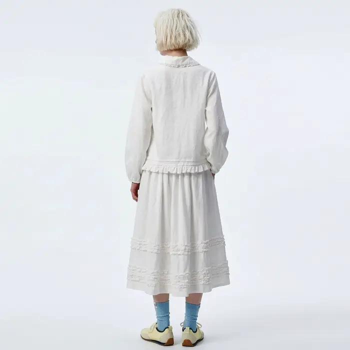 Jupe mi-longue à volants artistiques pour femme