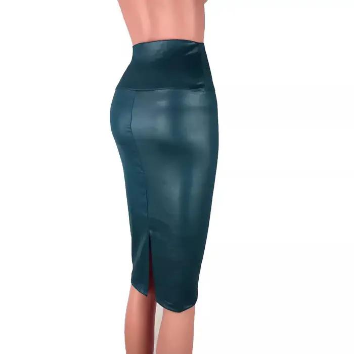 Jupe crayon en cuir PU pour femme