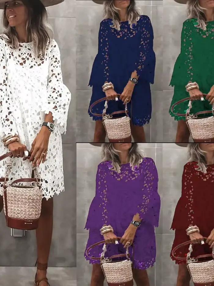 Robe d'automne de couleur unie pour femmes