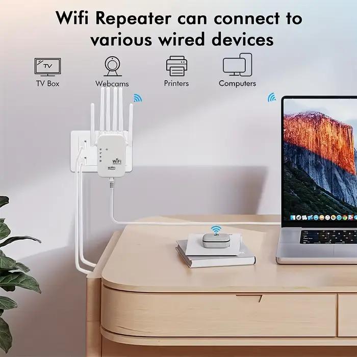 Répéteur WiFi, amplificateur WiFi, signal 5G, extension de réseau WiFi, amplificateur WiFi 1200 Mbps, 5 GHz, longue portée, répéteur WiFi sans fil