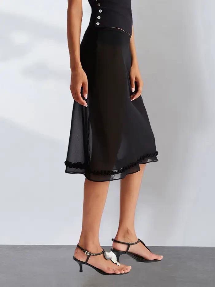 Jupe mi-longue transparente pour femme