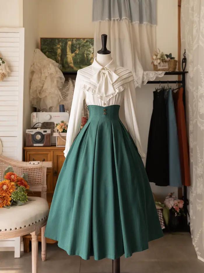 Jupe longue taille haute Godivana élégante classique pour femmes occasions spéciales automne hiver polyester subtilement décorée