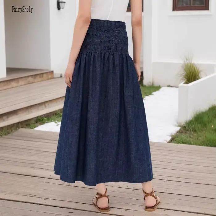 Jupe longue décontractée imprimée avec volants en nylon et polyester pour femmes - Style casual - Occasions printemps/été