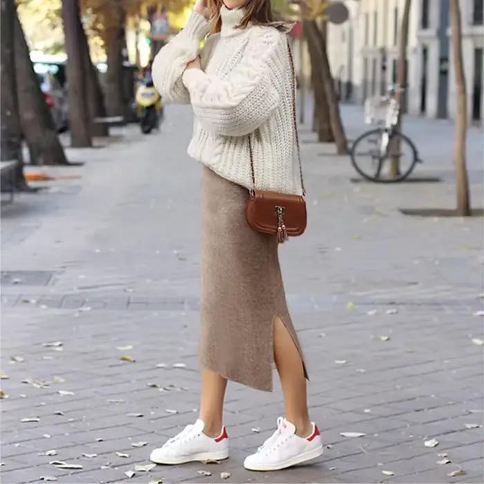 Jupe moulante en tricot pour femmes