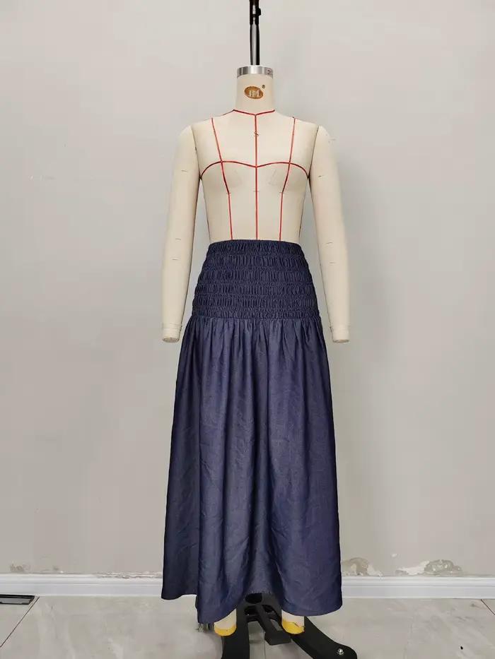 Jupe longue décontractée imprimée avec volants en nylon et polyester pour femmes - Style casual - Occasions printemps/été