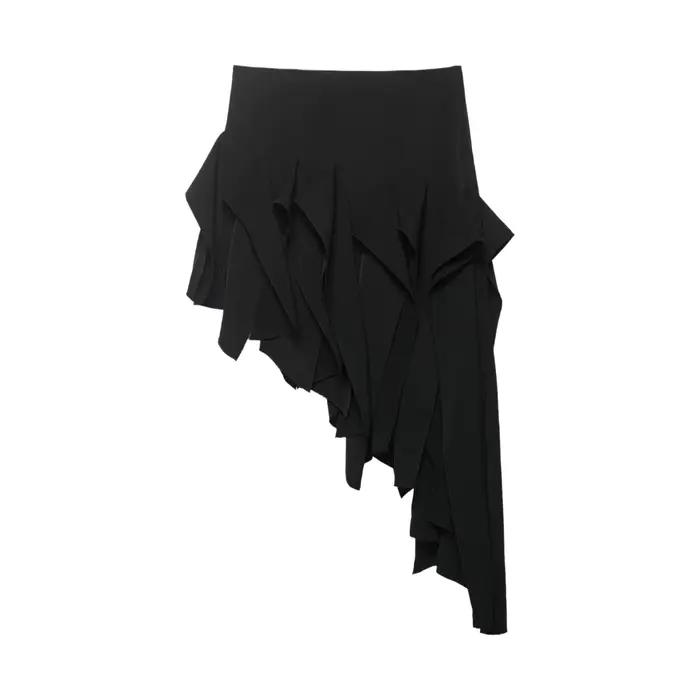 Jupe asymétrique mi-taille unie en polyester pour femmes style décontracté confortable pour toutes les saisons occasions quotidiennes et spéciales