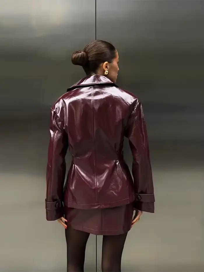 Ensemble jupe en cuir PU pour femmes