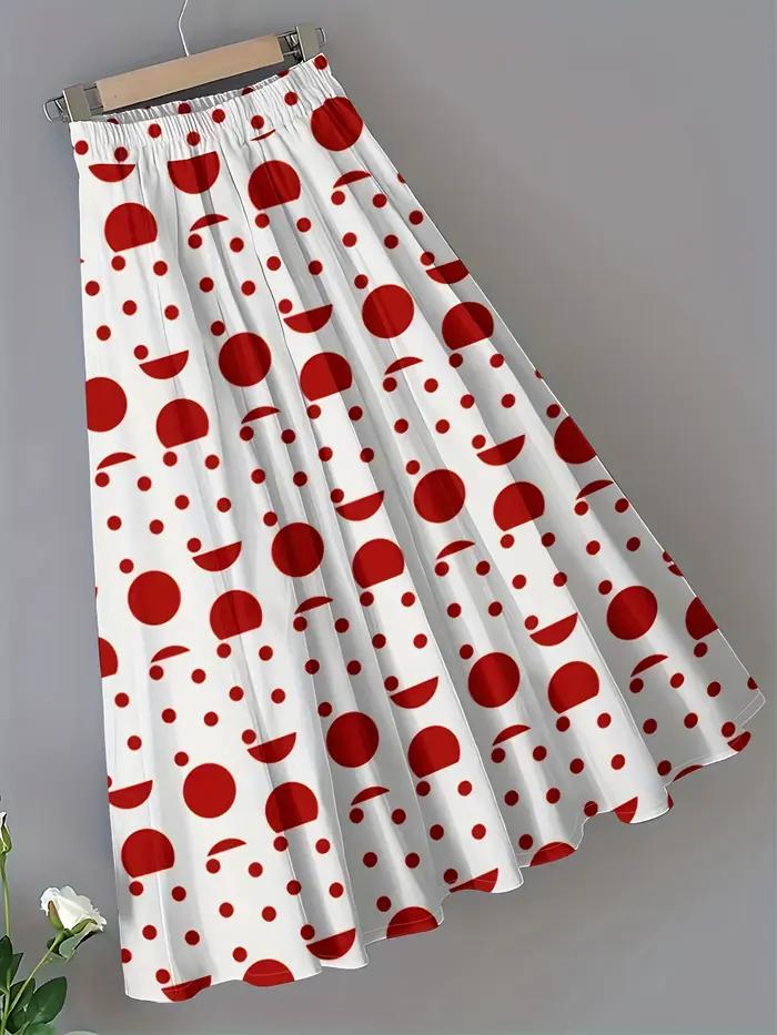 Jupe à pois rouge et blanc pour femme