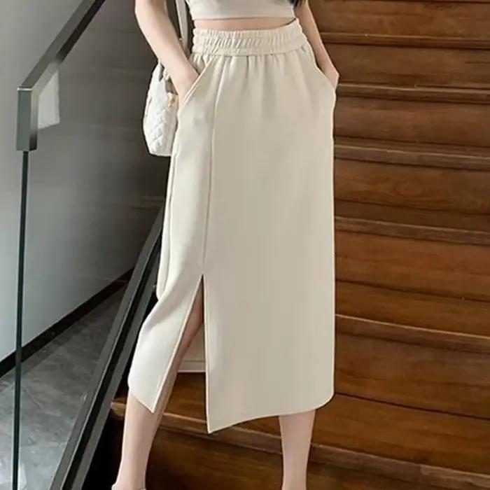 Jupe fendue élégante, taille haute élastique