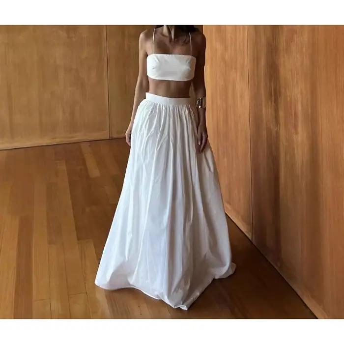 Ensemble jupe gilet à bretelles en coton