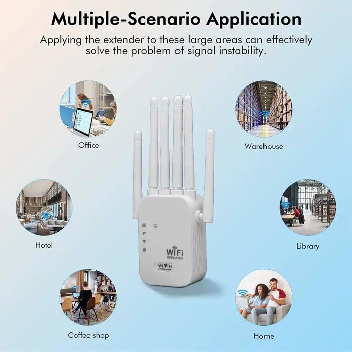 Répéteur WiFi, amplificateur WiFi, signal 5G, extension de réseau WiFi, amplificateur WiFi 1200 Mbps, 5 GHz, longue portée, répéteur WiFi sans fil