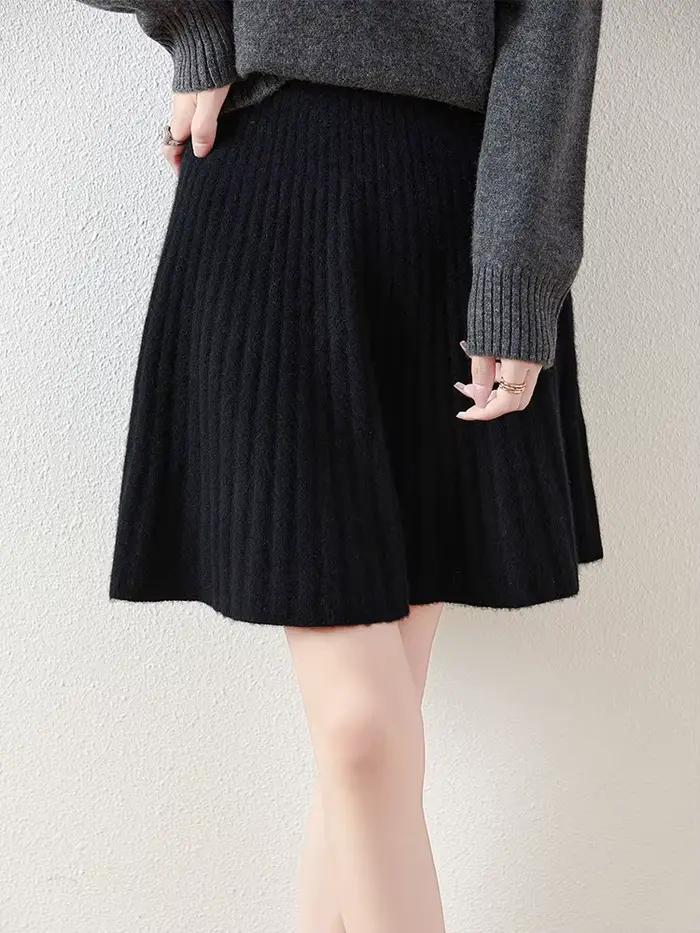 Jupe courte ondulée 100% laine mérinos pour femmes style preppy automne hiver à offrir occassions spéciales