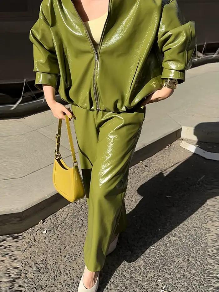 Ensembles de vestes en cuir et jupes pour femmes