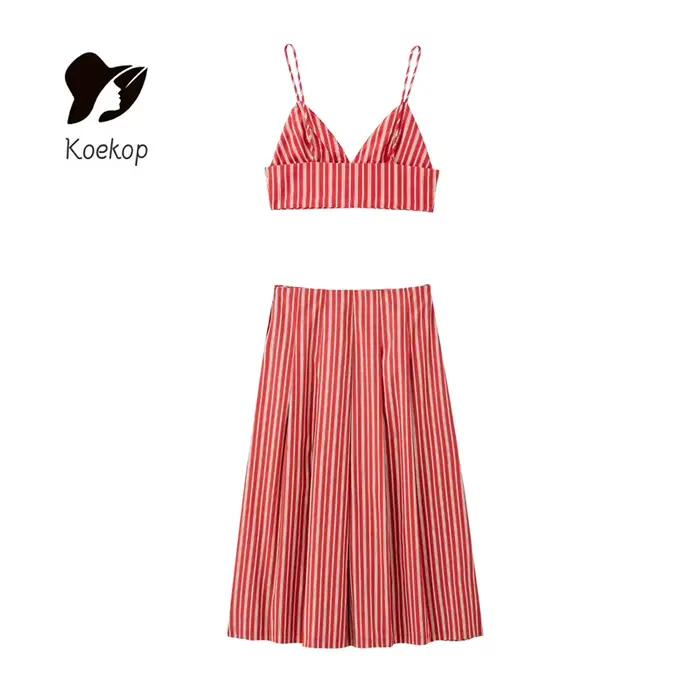 Koekop mode femme Sexy rayé licou haut court et Vintage taille haute labyrinthe femmes Chic dames