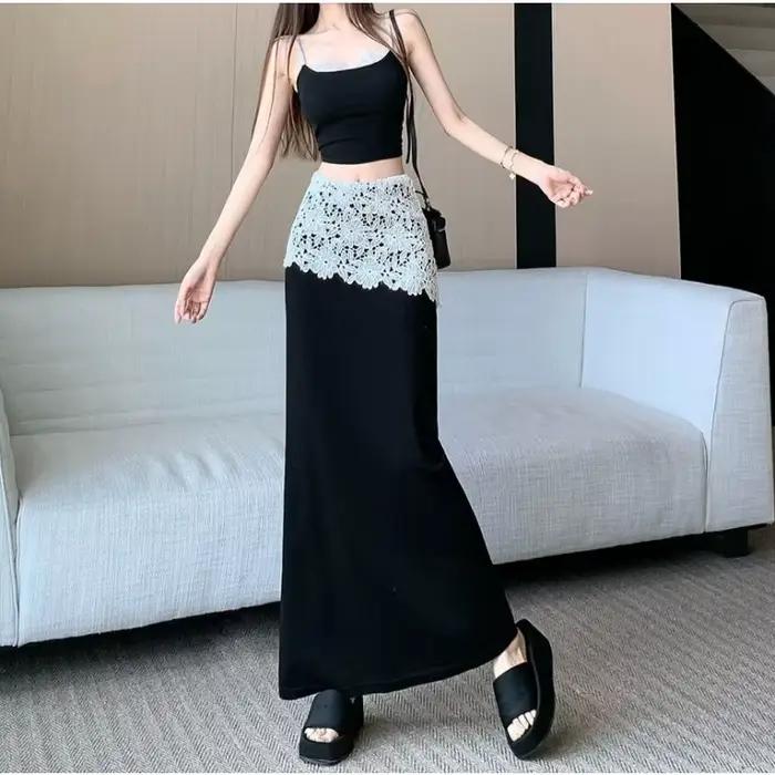 Jupe droite en dentelle tendance pour femme