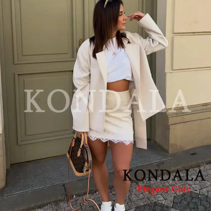 KONDALA Jupe-culotte mini élégante pour femme avec ourlet en dentelle