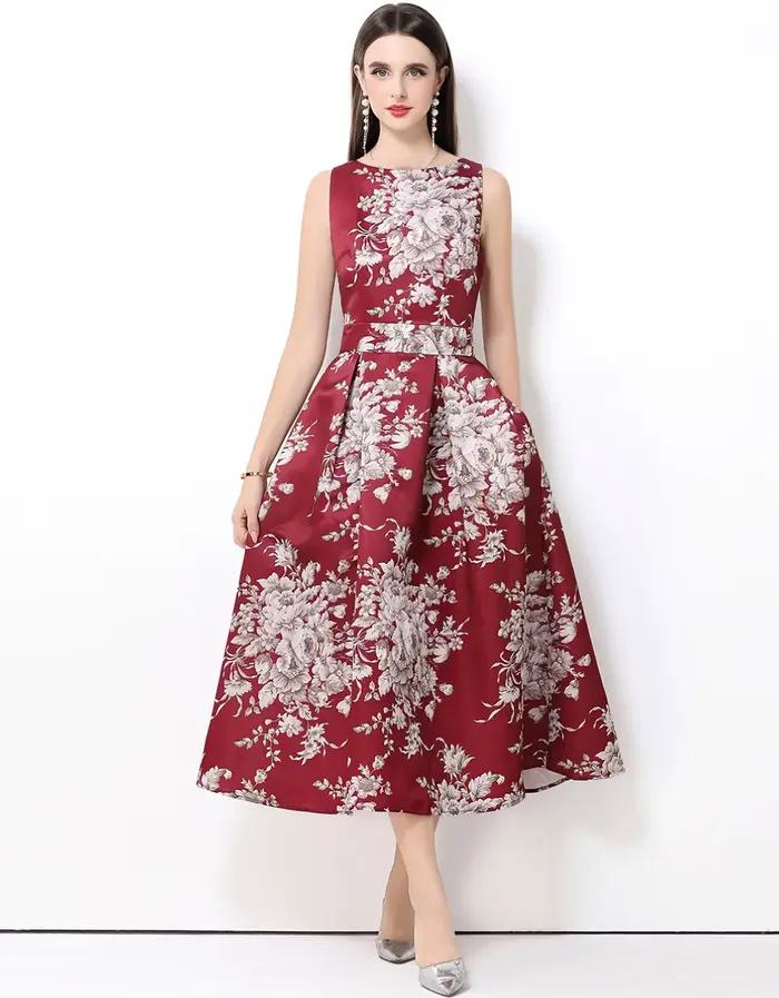 Robe longue élégante à fleurs pour femmes