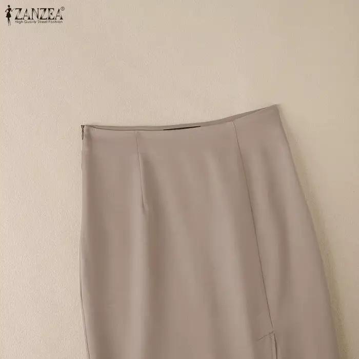 Jupe crayon mi-longue taille haute pour femme ZANZEA