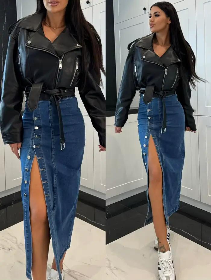 Jupe taille haute rétro bouton irrégulier asymétrique en coton polyester pour femmes junior style streetwear automne hiver 2025