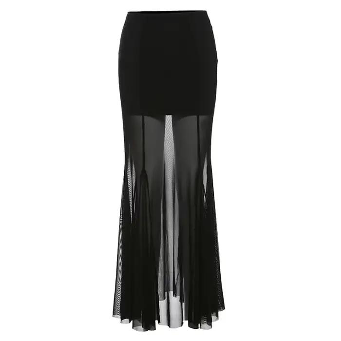 Jupes longues en maille noire pour femmes
