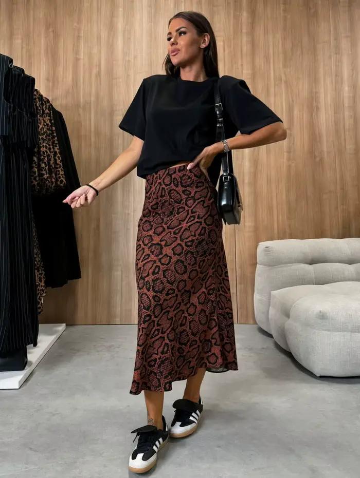 Jupe midi à taille haute pour femme