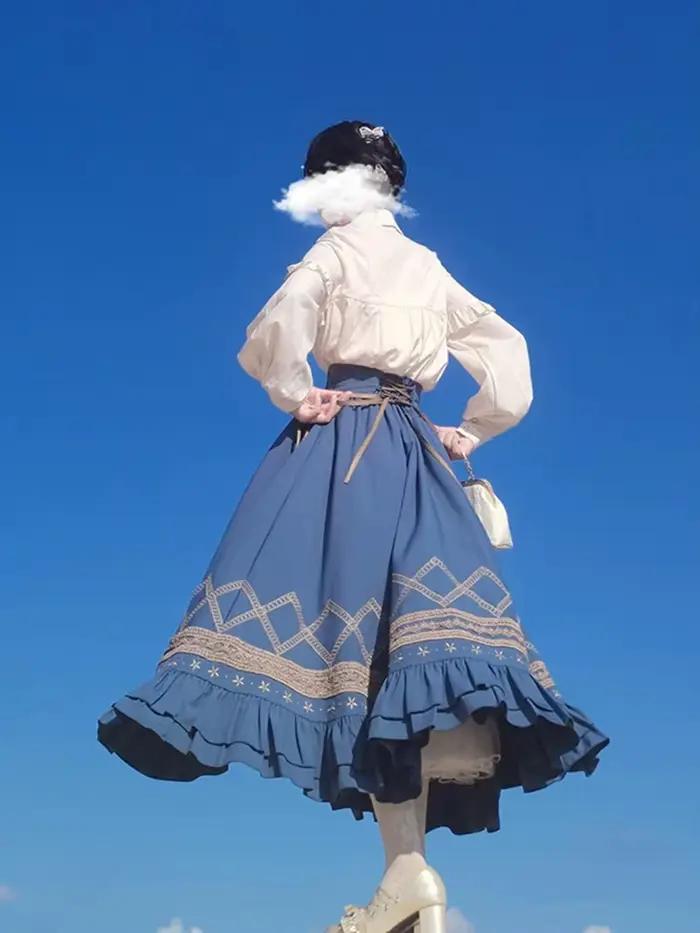 Ensemble jupe taille haute Lolita pour femmes