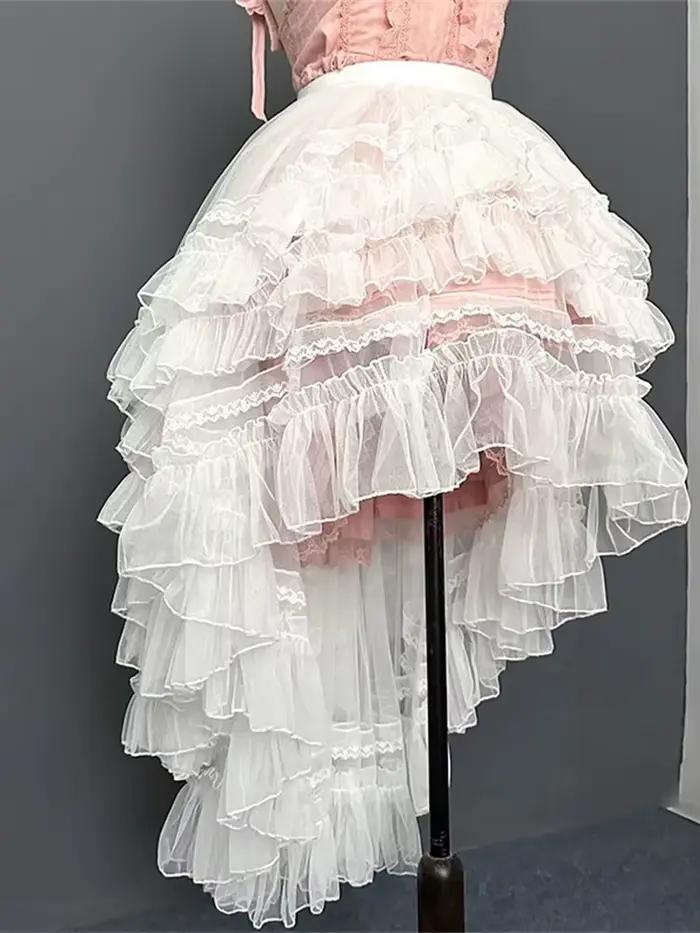 Jupe gothique Lolita en dentelle pour femmes