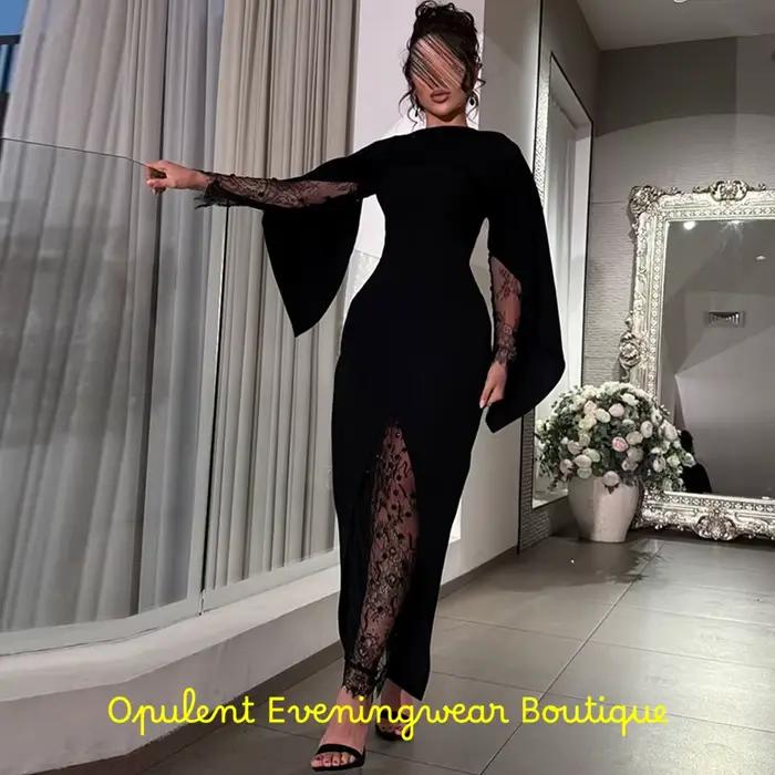 Robe de soirée simple en jersey noir