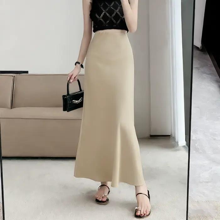 Jupe sirène en satin acétique pour femme