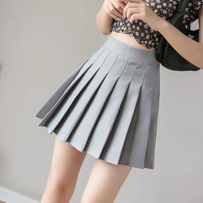 Jupe courte plissée taille haute pour femme