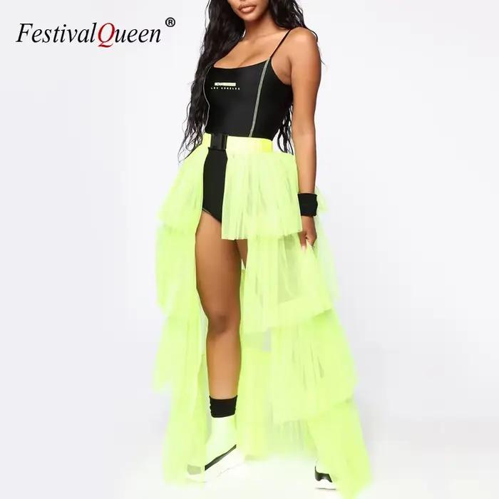 FestivalQueen-Jupe longue en dentelle et tulle pour femme