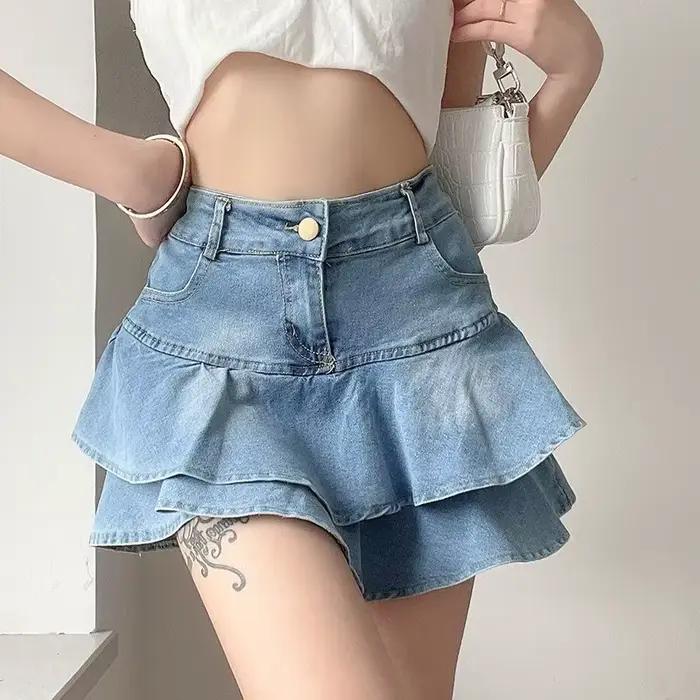 Jupes en jean à volants pour femmes
