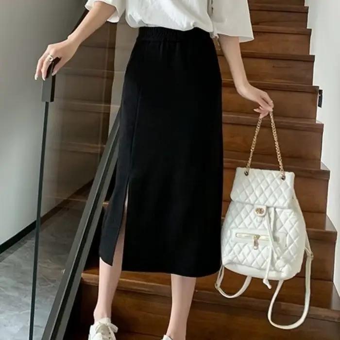 Jupe fendue élégante, taille haute élastique
