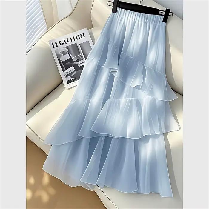2025 printemps été femme nouveau Design belle jupe gâteau taille haute