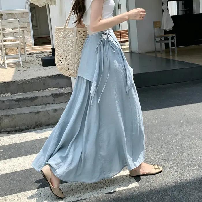 Jupes d'été en coton et lin pour femmes