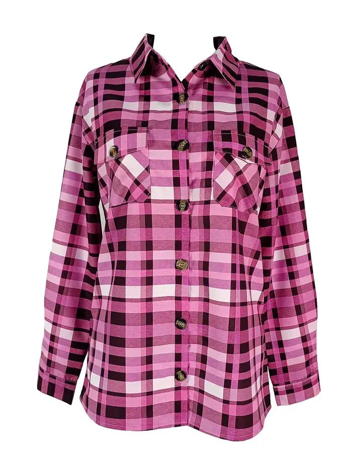 Chemisier à carreaux décontracté pour femme, manches longues, vert et jaune, coupe ample, boutonnage simple, style vintage chic, printemps automne, streetwear