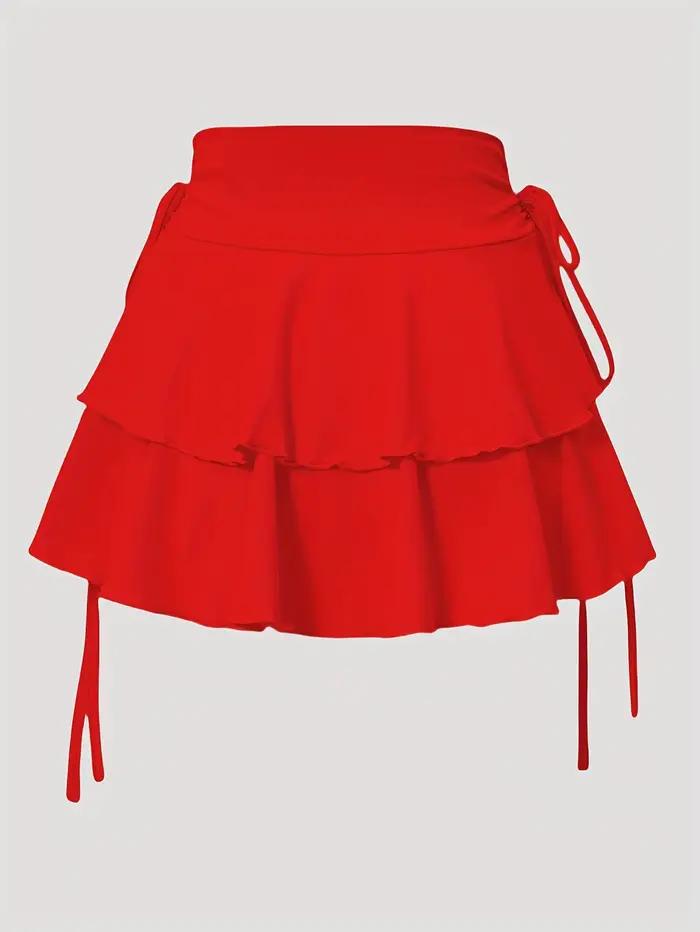Jupe courte d'été unie taille haute ajustée pour femme