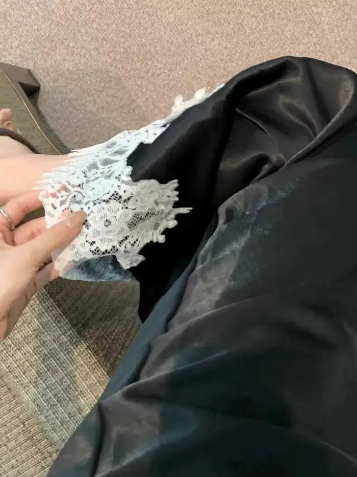 Jupe longue élégante femme taille haute dentelle satiné occassions spéciales printemps été accueil