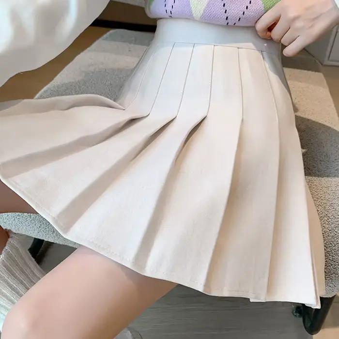 Automne hiver laine jupes plissées femmes nouveau coréen taille haute minceur Mini jupe dames Style Preppy côté