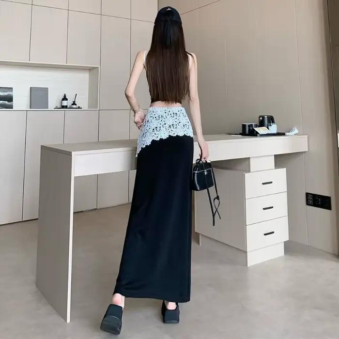 Jupe droite en dentelle tendance pour femme